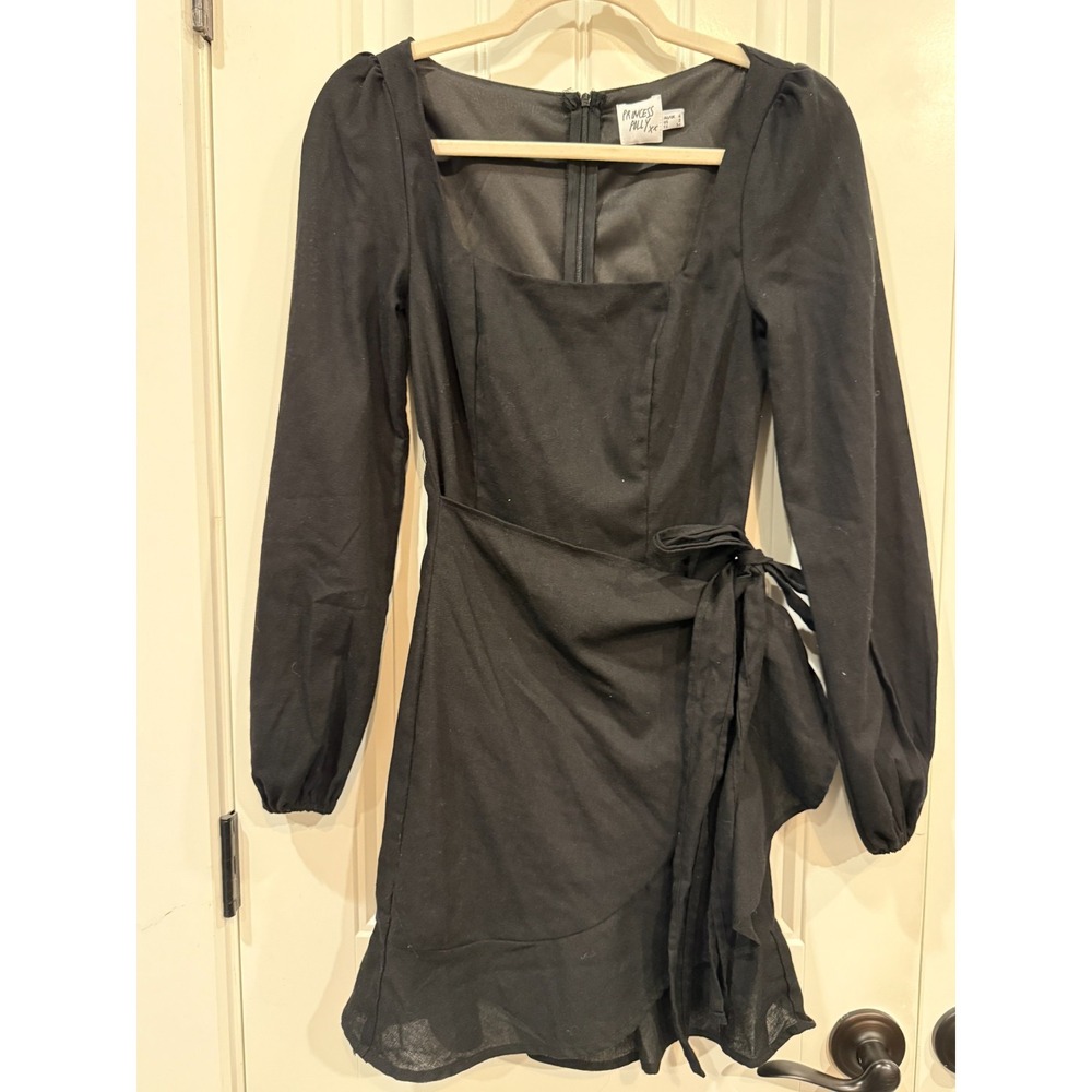 Princess‎ Polly Black Long Sleeve Wrap Mini Dress – Size 2